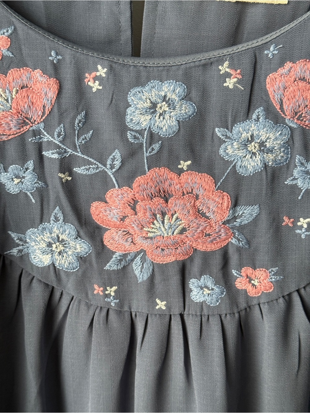 Savanna Jane Women’s Blue Floral Embroidered Detail Long Sleeve Dress Size 3X - Picture 3 of 7